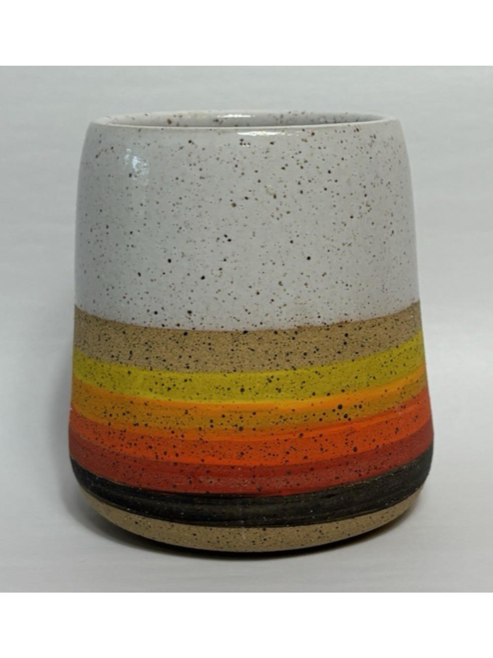 Double M Handmade Ceramic Tumbler Speckled Rainbow Stripe Stoneware Cup